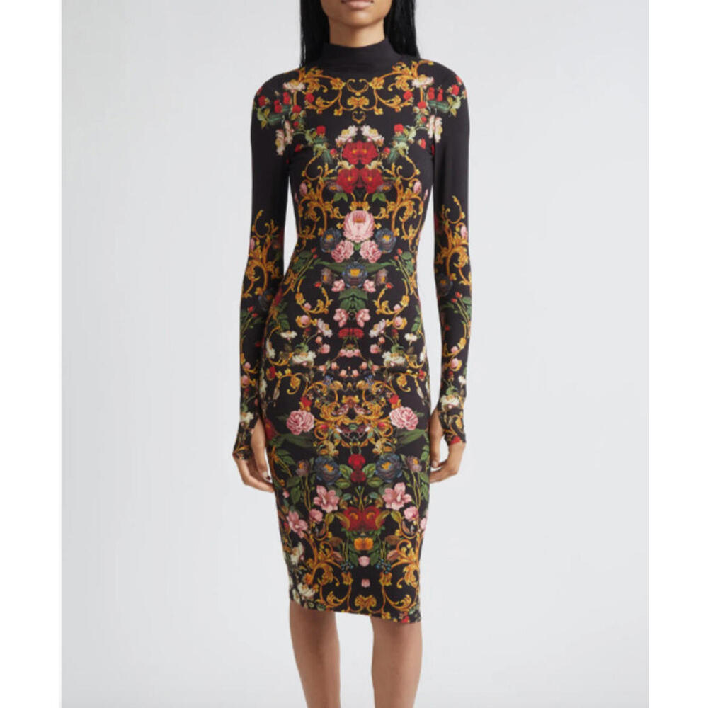 NEW Alice + Olivia Delora Turtleneck Body-Con Midi Dress Sz 8  #3068